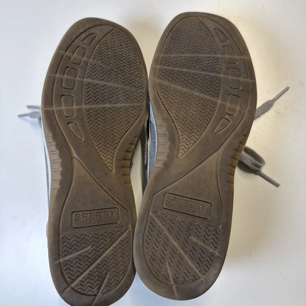 Sperry Top Sider Boat Shoes Womens 5 Gray Angelfish Linen Slip-On STS83598
